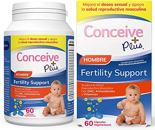 CONCEIVE PLUS Vitaminas para la Fertilidad Masculina con Maca, Selenio, Ácido Fólico, Multivitaminas - Apoyo a la Salud Reproductiva, Producción de Esperma y Aumento de la Libido Masculina - 60 Cáps