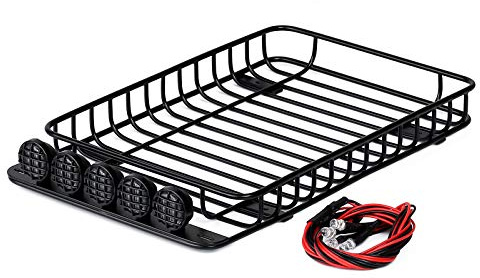 INJORA RC 1/10 Metal Roof Rack Luggage with 5 LED Set for 1/10 RC Crawler Car Traxxas TRX-4 Axial SCX10 90046 SCX10 III AXI03007（Set B）