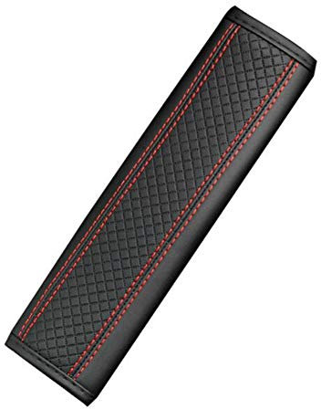 Auto Gurtschutz, Gurtpolster Auto Sicherheitsgurt Schulterpolster PU Leder Sicherheitsgurtbezug Schulterschoner Polster Gurt Schulter für Auto Sicherheitsgurt, Rucksack, Umhängetasche,Schwarz Rot