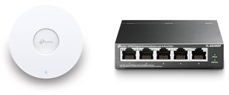 TP-Link EAP653 AX3000 Gigabit Dualband WiFi 6 WLAN Access Point mit TL-SG1005P 5-Port Gigabit PoE Switch