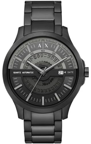 Armani Exchange Watch For Men, Quartz Three hand date movement and 46mm Case Size with Stainless steel strap, Charcoal