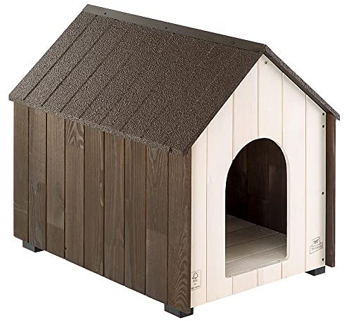 Ferplast Koya Large Caseta para Perrosen Madera Fsc con Pintura No Tóxica, Orificios De Ventilación, Patas Aislantes, 63.5 X 91.5 X H 78 Cm