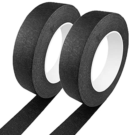 Zellykool Black Masking Tape, 1 Inch x 55 Yards, 2 Rolls