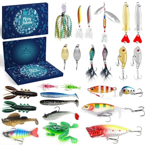 iZoeL Calendario Avvento 2025 Uomo Calendario Avvento Pesca, Pesca Accessori, Regali di Natale per Nonno Papà Fidanzati Marito Zio