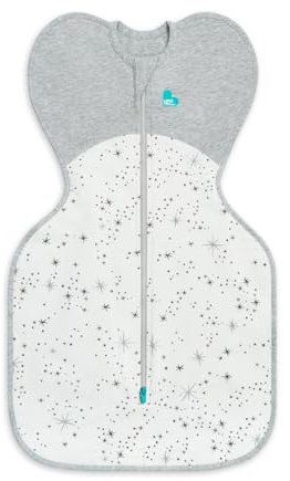 Love To Dream Swaddle Up, Neugeborene 2,2–3,8 kg, weiße, eng anliegende Passform unterstützt den Schlaf, 1,5 Tog (18–24 °C), maschinenwaschbar, Von Hebammen empfohlen, mit Doppelreißverschluss