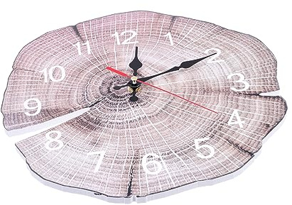Amosfun Horloge Murale Silencieuse Bois Pendule Décorative Créative à Anneau Annuel pour Salon Chambre Et Bureau