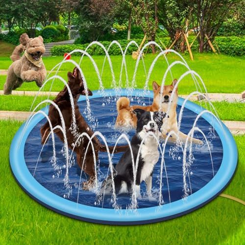 Hundpool plaskdamm med sprinkler, hundpool för stora hundar 170 cm, sprinkler matta hund, hundplaskbassäng, pool, husdjur, plaskdamm för hundar, vattenlekmatta för husdjur