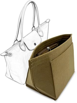 D.DUO Bag Insert Organizer, purse accessories, Suitable For Longchamp long handle tote organizer (Brown, L(long handle))