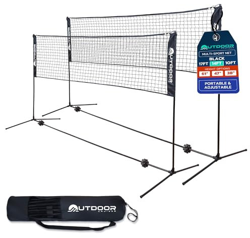 Outdoor Cruiser Portable Sports Net - Indoor and Outdoor for Badminton, Pickleball, Tennis, Soccer Tennis, and Volleyball, Adjustable Height (38-61 Inches), Durable Nylon and Rust-Resistant Steel Pole
