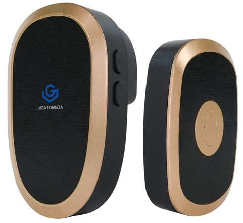 Sonnette sans fil JIGATONEDA alimentée par batterie, carillon de sonnette 38 mélodies, 110 db, portée de 150M, sonnettes avec LED clignotante, utilisation en extérieur