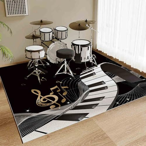 Drum-Teppich Schlagzeugteppich Schallschutz Teppich Schallschutzmatte rutschfeste Schalldicht Teppiche Trommelmatte für E Drum Schlagzeug Elektronisch Snare Teppich Snare Drum Rug 110 x 80 cm
