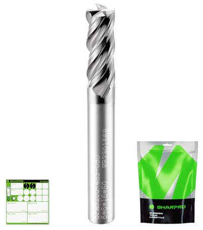 SHARPRO Schaftfräser, 6 mm Schaft und Schnittdurchmesser, Hartmetallfräser für CNC-Fräsmaschine, ideal zum Fräsen von legierten Stählen, gehärtetem Stahl und anderen Metallen.