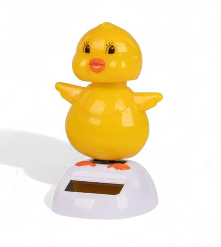 formano Figura solare oscillante pulcino 10 cm – divertente statuetta decorativa a energia solare – idea regalo per auto, ufficio e davanzale – in confezione regalo trasparente solare, non necessita