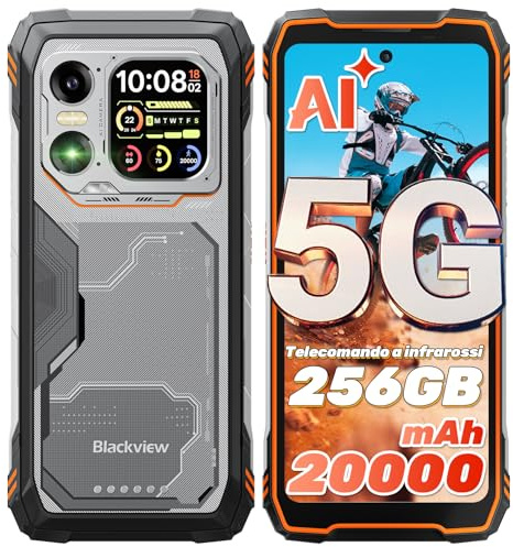 Blackview Xplore 1 5G Smartphone Incassable à Double Écran, 20000mAh Android 15, 36Go+256Go/2To, 6.78 FHD+120Hz, Caméra 64MP+50MP+20MP Vision Nocturne, NFC/Lampe Torche/Dual SIM/Orange