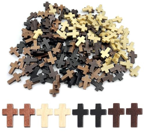 COYUN 60 PCS Colgantes Cruz De Madera, Joyería Con Agujeros Pequeños para Manualidades DIY Pulsera Fabricación De Joyas