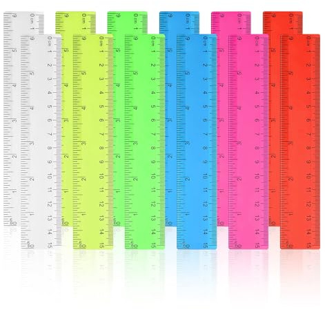 SJUNJIE 12 Pezzi Righello 15 cm Colore Trasparente Righelli in Plastica Flessibile con Centimetri e Pollici Righello Piccolo Cartoleria per Nelle Scuole Aule Ufficio
