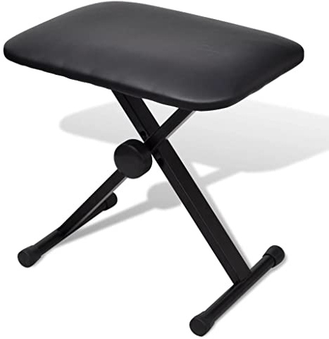 VidaXL Noir pliant Tabouret de piano Keyboard Bench rembourrée Chaise Coussin d'assise réglable
