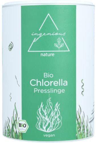 Ingenious Nature Bio-Chlorella-Tabletten, 500 g (1000 Tabletten à 500 mg), Vorrat für 5 Monate, Chlorella-Algen-Tabletten, Bio-Chlorella-Pellets