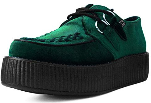 T.U.K. Emerald Green Velvet Viva Mondo Creepers Lace Up 9 / Men 7