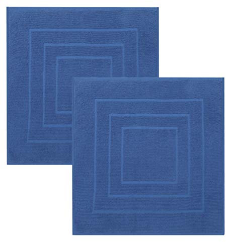 Betz 2 Stück Badvorleger Palermo 100% Baumwolle Badematte Badteppich Duschvorlage Größe 60x60 cm Qualität 680g/m² Farbe blau