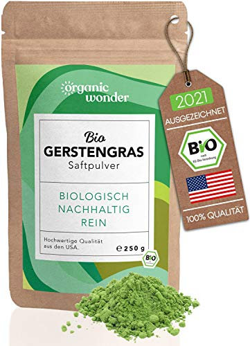 Gerstengrassaft Pulver - 250 g (XL Packung) - aus Kansas USA, abgefüllt in Bayern I Gerstengras Pulver