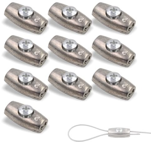10x EIFORM Seilklemmen - Drahtseilklemme zum Schrauben, für Drahtseile von Ø1,5mm bis Ø2,0mm | Zinkdruckguss