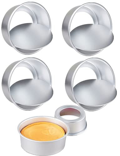Confezione da 5 tortiera rotonda antiaderente in alluminio profondo con fondo rimovibile,mini tortiera in alluminio,utilizzata per riunioni di famiglia per cuocere torte pizza,quiche (10 pollici)