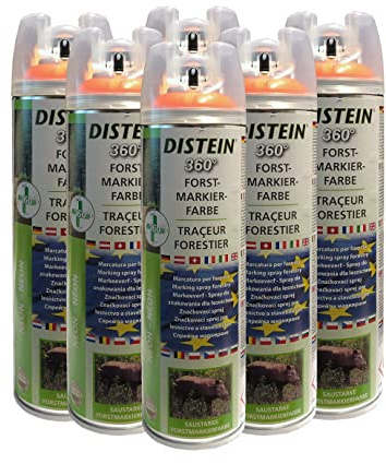Distein Lot de 6 bombes de marquage pour forêts Ergonom 360° Orange fluo