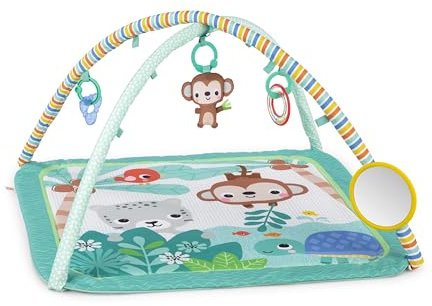 Bright Starts, Palm Party Spieldecke, 4 abnehmbare hängende Spielzeuge, 3 Spielmöglichkeiten, maschinenwaschbar