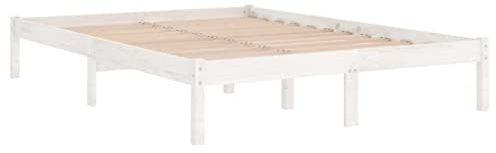 vidaXL Kiefer Massivholzbett Bettgestell Bett Holzbett Doppelbett Futonbett Bettrahmen Schlafzimmerbett Schlafzimmermöbel Weiß 120x200cm