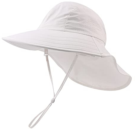 XIAOHAWANG Cappello da Sole per Bambini Cappello da Spiaggia con Protezione dai Raggi UV per Bambini e Ragazzi (Bianco, 54)