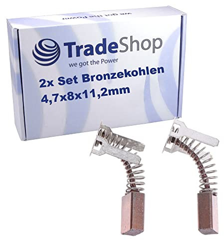 2x Trade-Shop Bronzekohlen/Kohlebürsten/Kohlestifte 4,7x8x11,2mm für viele Bosch Akku-Drehschlagschrauber wie GDS 18 V ersetzt 2609199048