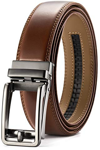 CHAOREN Cinturones Hombre, Cinturón Hombre Cuero, Hebilla Automatico Ajustable, Cinturones Trinquete para Vestir Pantalones de Traje