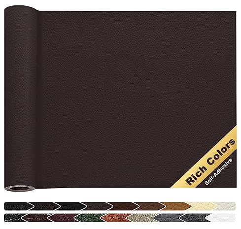 Kunstleder Selbstklebend, 40 x 160cm Lederflicken Selbstklebende Leder Reparatur Set, Kunstleder Reparaturset für Möbel, Sofa, Autositze, Taschen, Leder Reparatur und Renovierung(Schwarz)
