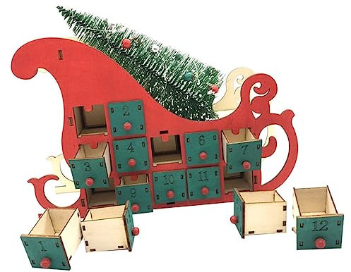 Cabilock Christmas Wooden Countdown Calendar Unique Day Advent Calendar for Home Decoration Eye-catching Xmas Desktop Ornament Holiday for Boys and Girls and Friends