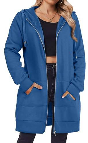 Zeagoo Hoodie Dresses For Women 2025 Long Sleeve Tunic Hooded Sweatshirts Casual Oversized Zip Up Hoodies Trendy Fall Outfits,Caramel,L