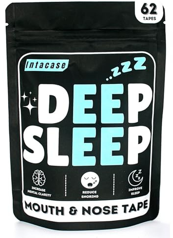 Deep Sleep Mouth Tape & Nasal Strips 62 Pack | Mouth Tape for Sleeping & Snoring | Beard Friendly, Skin Safe Sleep Tape | Anti-Snoring Nose Strips for Better Breathing & Restful Sleep