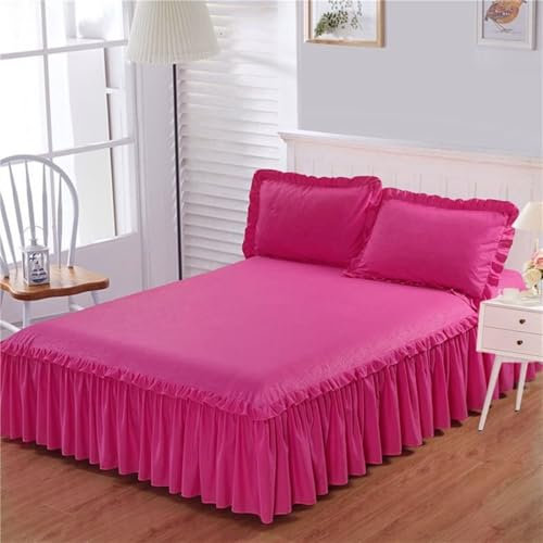 Calefee Bettlaken 180x200 ohne Kissenbezug, Betttuch mit Gummizug Polyester Einfarbiges Rosarot
