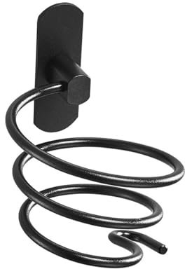 DLNXRUIS Porta Asciugacapelli da Parete,Incluso Adesivo Rimovibile Supporto Phon da Parete,Alluminio Spaziale Portaphone da Bagno,Salone di Parrucchiere (Nero, 12 * 9.5cm)