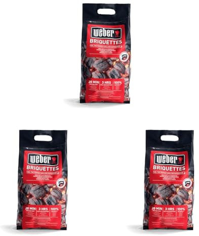 Weber Briquettes de Charbon - Sac 4 kg - Charbon de Bois pour Barbecues Weber - Combustible BBQ - Qualité Premium, Facile à Allumer, Longue Durée - 100% Naturel, à Base de Déchets de Bois (17590168)