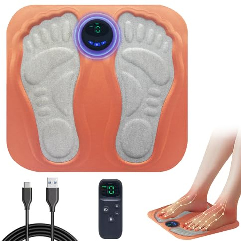 Horuili® Masajeador eléctrico para pies, masajeador USB para pies, cojín de masaje EMS con 6 modos y 15 frecuencias ajustables, favorece la circulación sanguínea