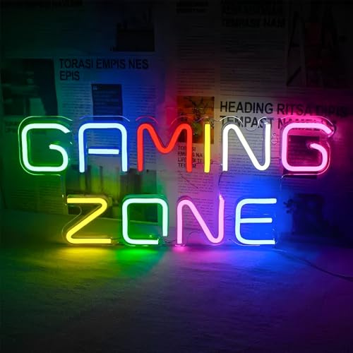 Gaming Zone Letrero Neon, Letrero Neon Gamer para Pared Decoración, Carga USB Neon Personalizado, Led Personalizado Accesorios Decoracion Gaming para Habitación, Sala, Bar, Fiesta