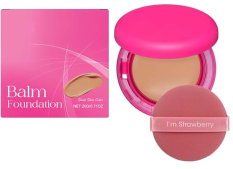 Bounce Balm Foundation, BB Cream Foundation Cream, CC Cream Concealer Puder Make Up Mit Puff, Leichtes & Feuchtigkeitsspendendes, Wasserdichter, Kaschiert Feine Linien, für alle Hauttypen(Dark Skin)