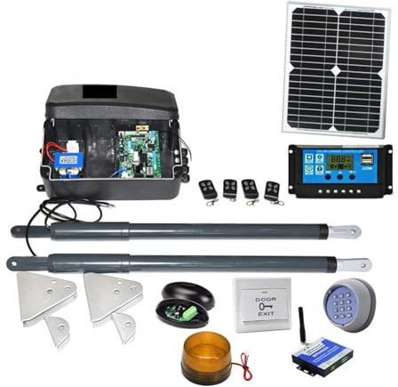 EDEDE Motor Puerta Corredera, Kit de Motor de abridor de Puerta abatible de Alta Resistencia, accionado por energía Solar, CC de 12V(Kit10 2G Version)