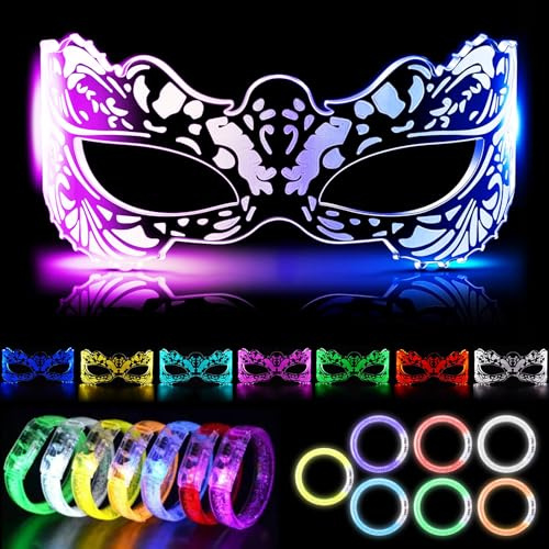 Cyberpunk - Gafas luminosas con 14 pulseras LED, 7 colores, 4 modos, gafas rápidas para Halloween, carnaval, cosplay