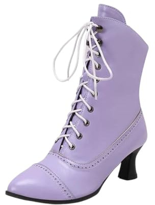 Botines para mujer, con cordones, estilo steampunk, tacón alto, suela gruesa, zapatos de vestir cortos, 5002, 44 EU