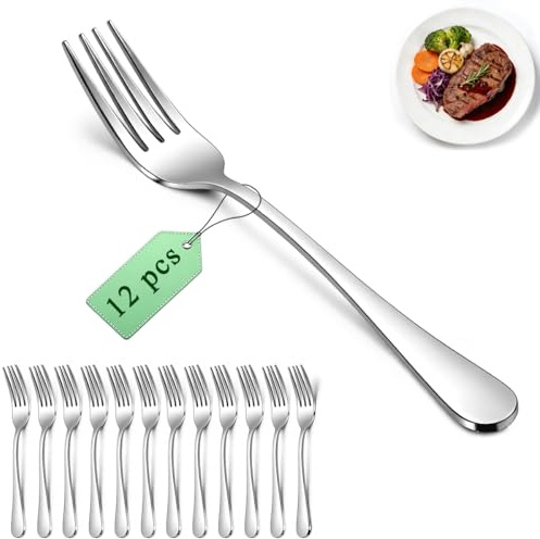 Berglander Dinner Forks Set 12pcs 7.28, Stainless Steel table Fork, Dessert Salad Forks, Flatware Silverware Fork for Home Kitchen, Restaurant, Hotel, Cost-Effective Bulk Value Dishwasher Safe
