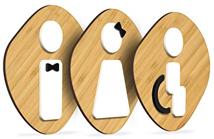Signs - Styled Knot, Set 3x- Targa Bagno Uomo Donna Disabili - Segnali Bagno adesivi Toilette Uomo Donna Disabile - Cartelli Bagno Uomo Donna Disabili - Adesivi WC Disabili (Sasso)