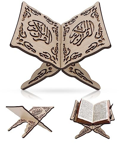 Tissting Quran Ständer Holz Klappbar 35x26.5x0.9cm/13.8x10.4x0.4in - Exquisite Schnitzerei Elegantes Design Für Lesen Dekoration Innenhöfe