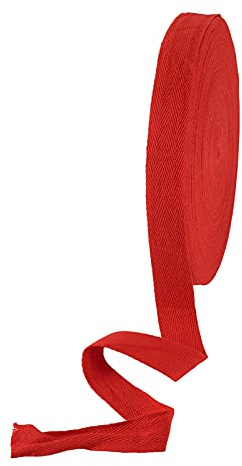 Craftdady 49 Yards Cotton Twill Tape Ribbon 1 Inch Wide Soft Herringbone Webbing Tape DIY Crafts Wrapping Home Decoration Sewing, Red